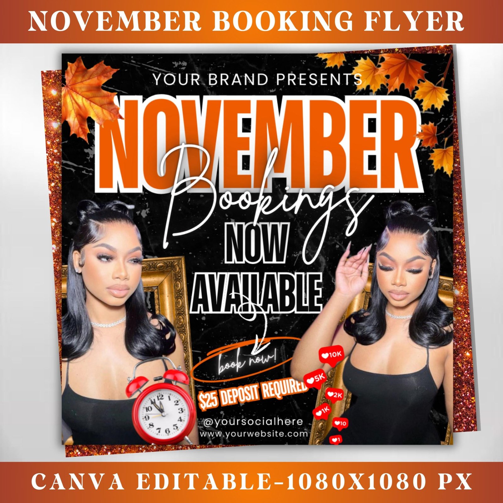 November Booking Flyer DIY Hair Lash Makeup Nail