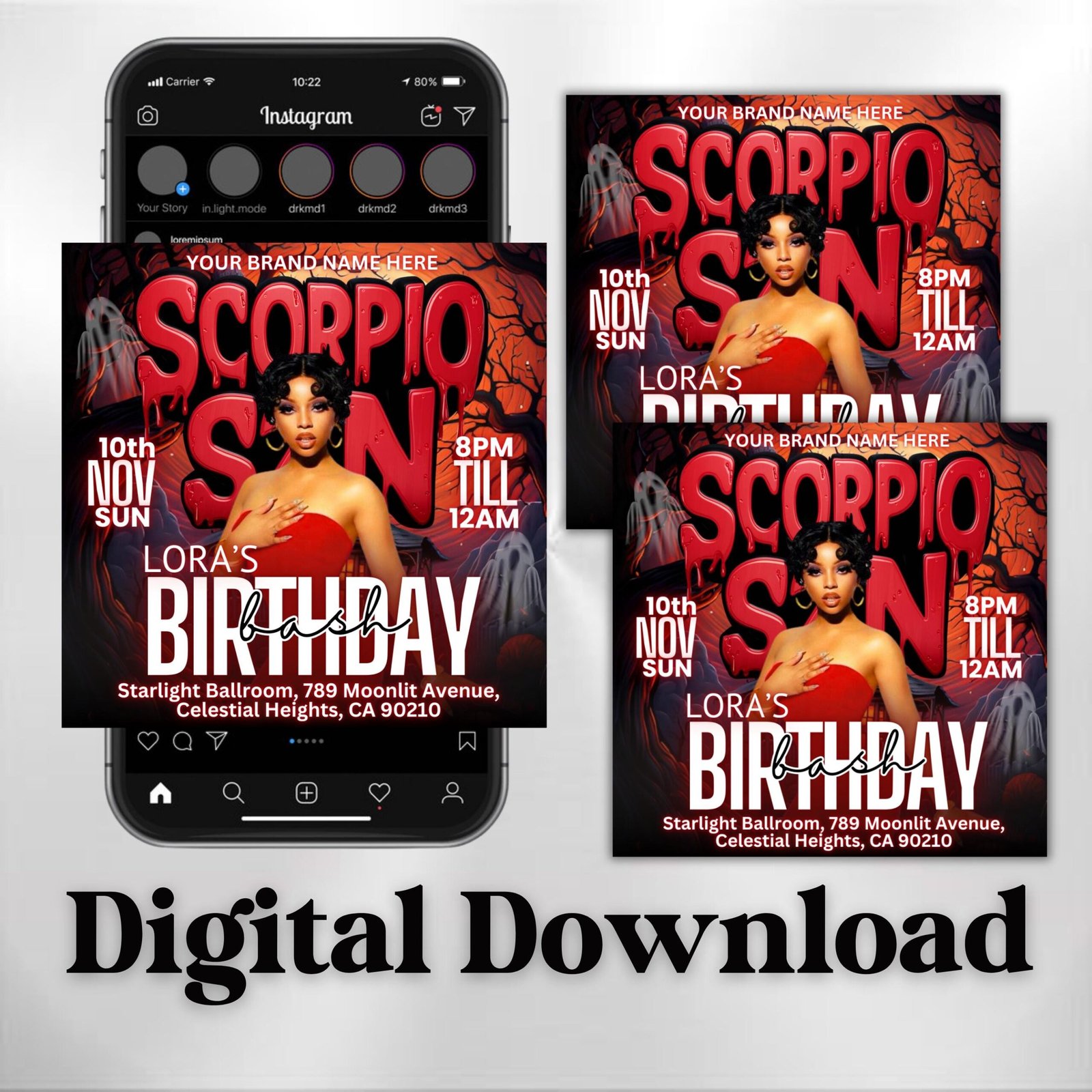 Scorpio Birthday Flyer Birthday Girl Happy Birthday Flyer - Image 2