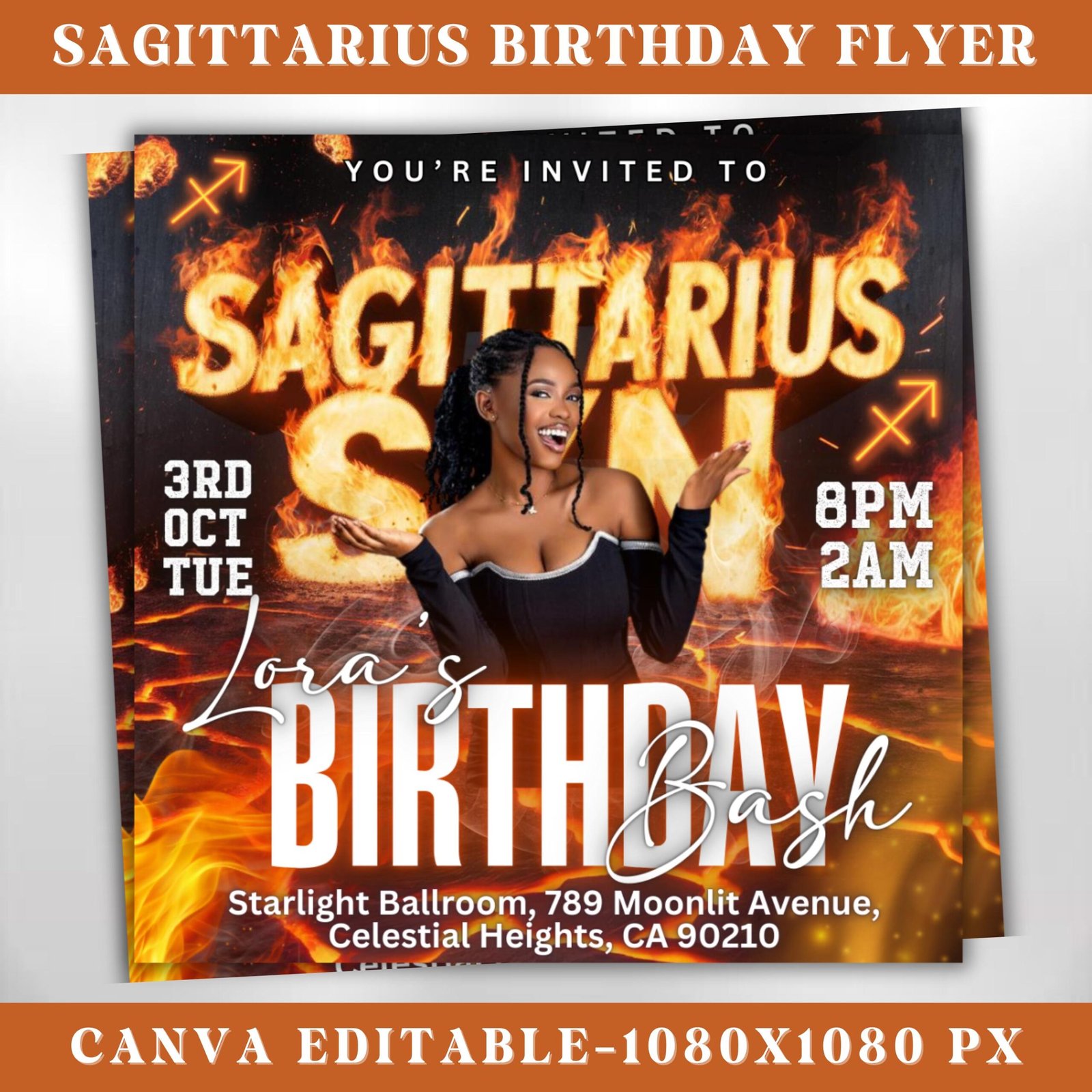 Sagittarius Birthday Flyer Birthday Girl Happy Birthday Flyer