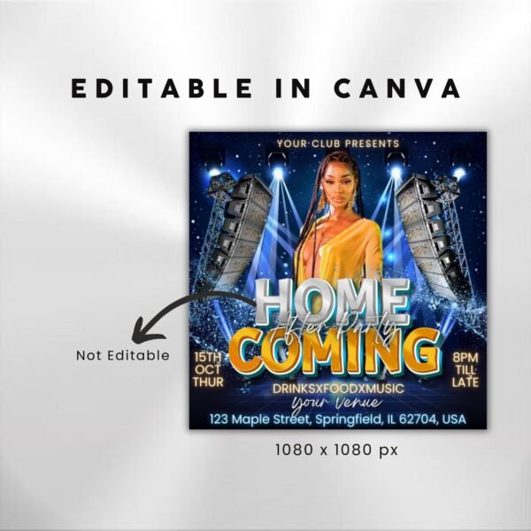 Editable Homecoming After Party flyer Canva template College - Image 3