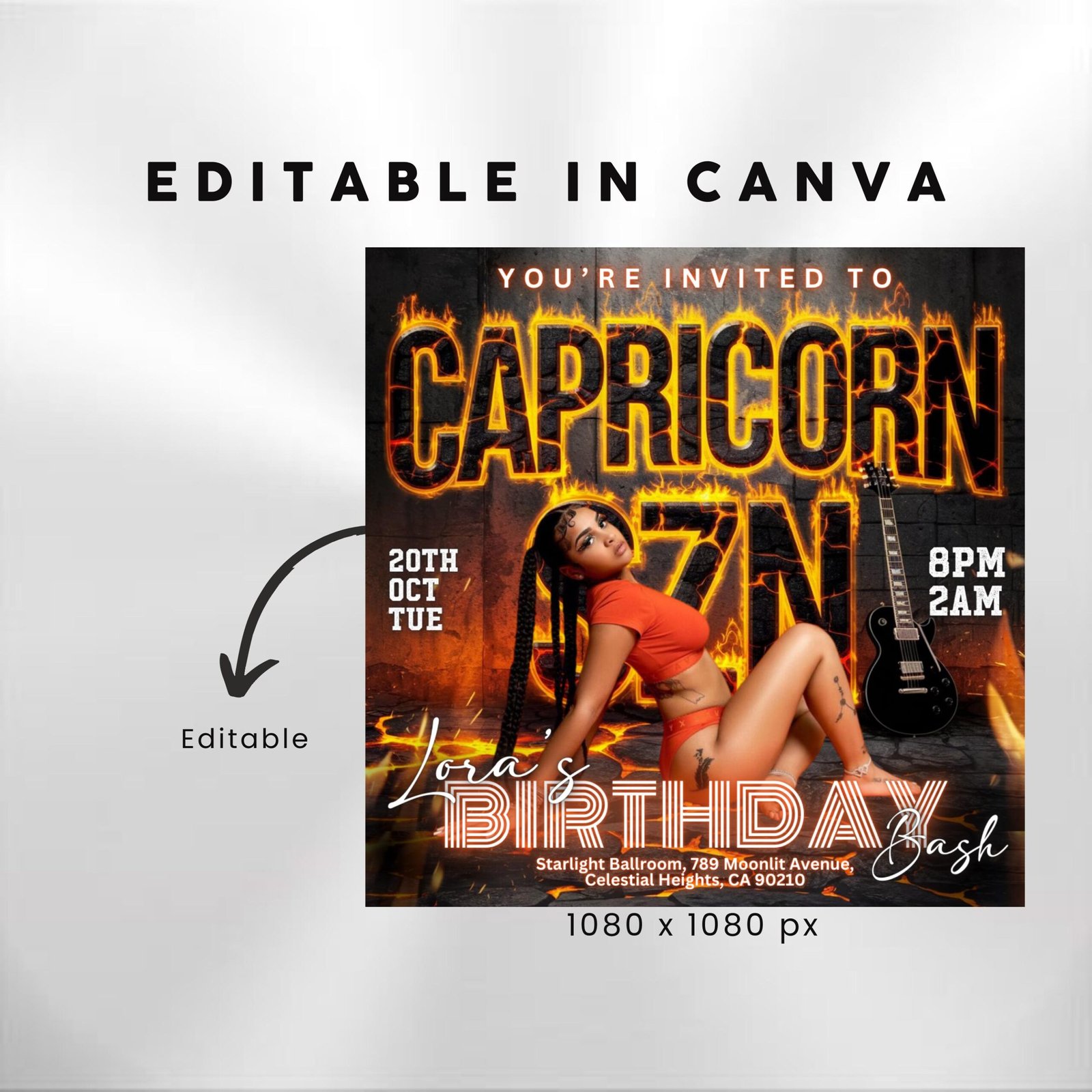 Capricorn Birthday Flyer Birthday Girl Happy Birthday Flyer - Image 3