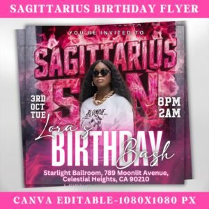 Sagittarius Birthday Flyer Birthday Girl Happy Birthday Flyer