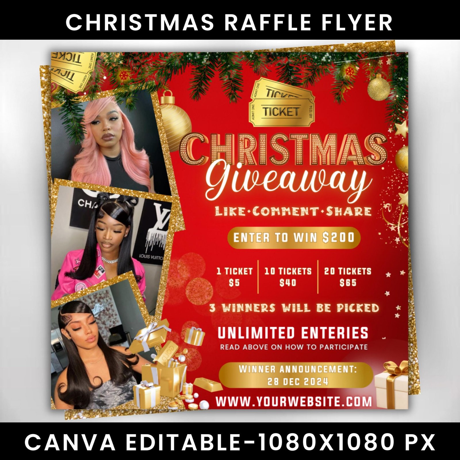 Christmas Raffle Flyer Christmas Flyer DIY Flyer Design
