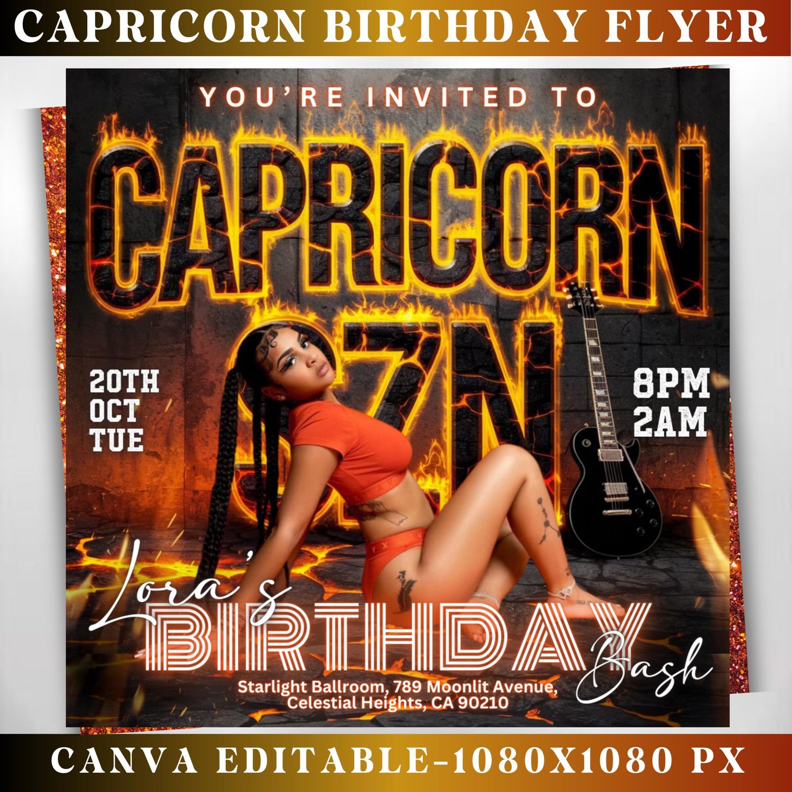 Capricorn Birthday Flyer Birthday Girl Happy Birthday Flyer