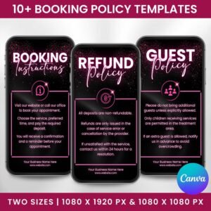 Lash Tech booking Policy Instagram Template Terms And
