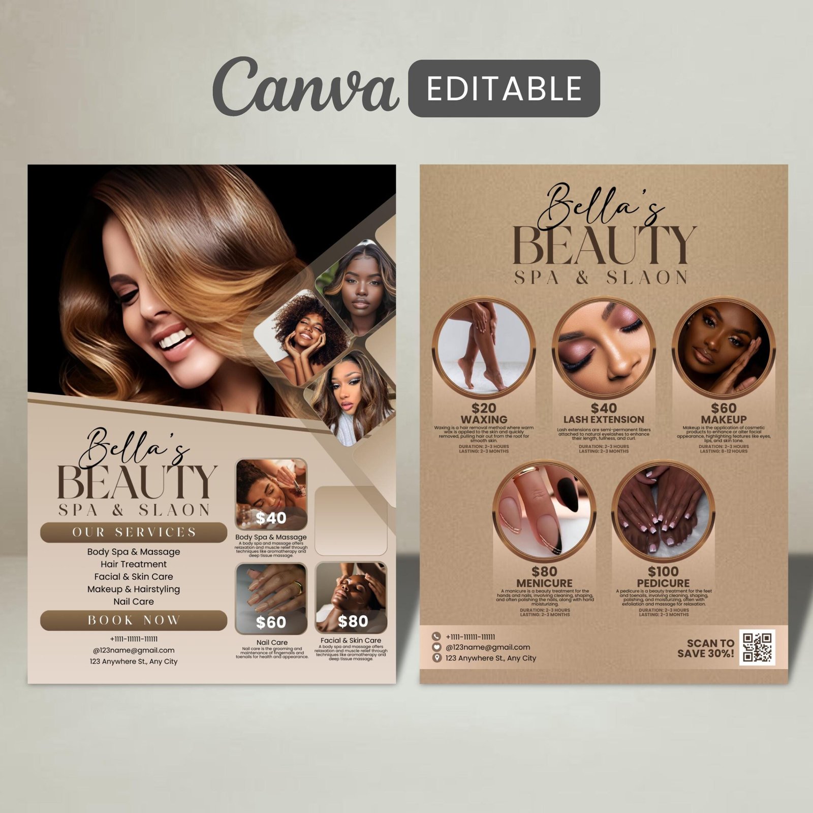 Diy Beauty Salon Flyer Canva Template Hair Nail - Image 2