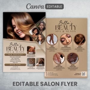 Diy Beauty Salon Flyer Canva Template Hair Nail
