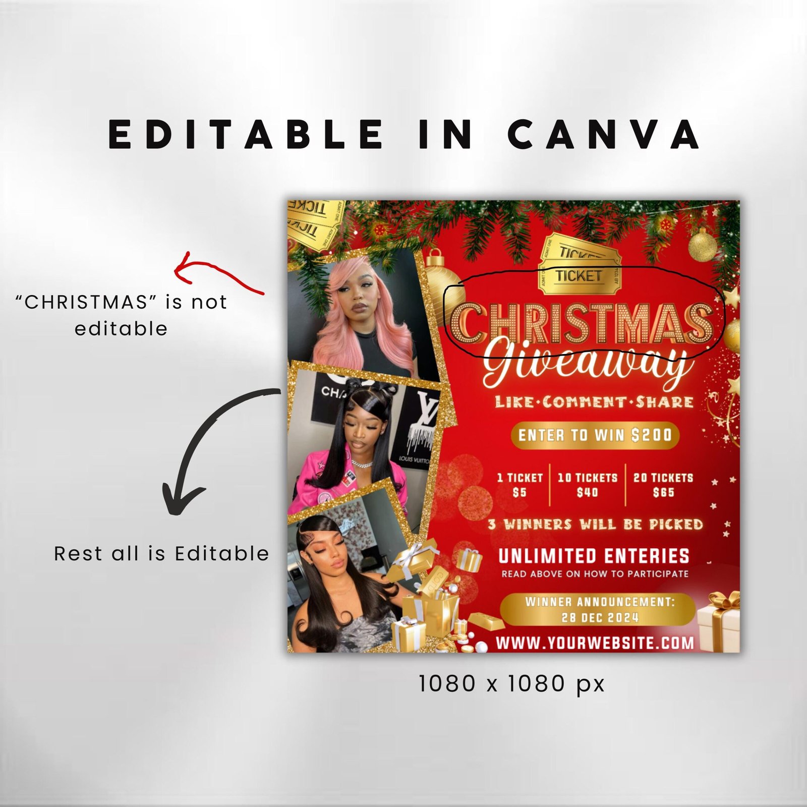 Christmas Raffle Flyer Christmas Flyer DIY Flyer Design - Image 3