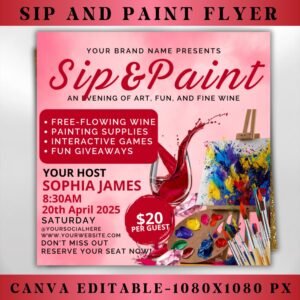 Sip And Paint Flyer Paint Party Flyer DIY