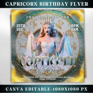 Capricorn Birthday Flyer Birthday Girl Happy Birthday Flyer