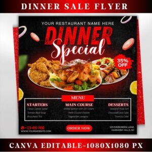 Dinner Sale Flyer Sunday deal Special Flyer Restaurant