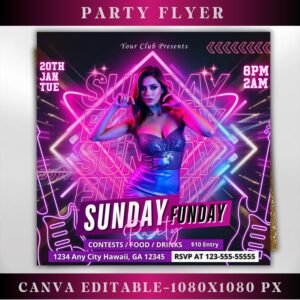 Sunday Party Flyer Club Party Flyer Sunday Funday