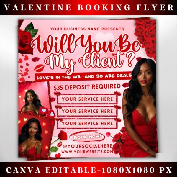 February Booking Flyer Valentines Day Booking Flyer Hair