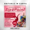 Sip And Paint Flyer Paint Party Flyer DIY - Image 3