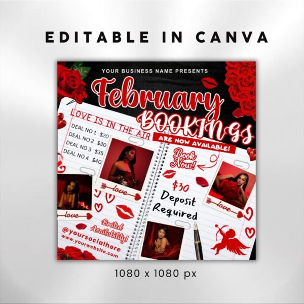 February Booking Flyer Valentines Day Booking Flyer Hair - Image 3