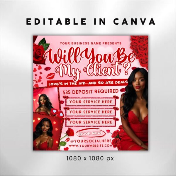 February Booking Flyer Valentines Day Booking Flyer Hair - Image 3