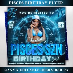 Pisces Birthday Flyer Pisces Flyer Birthday flyer Pisces