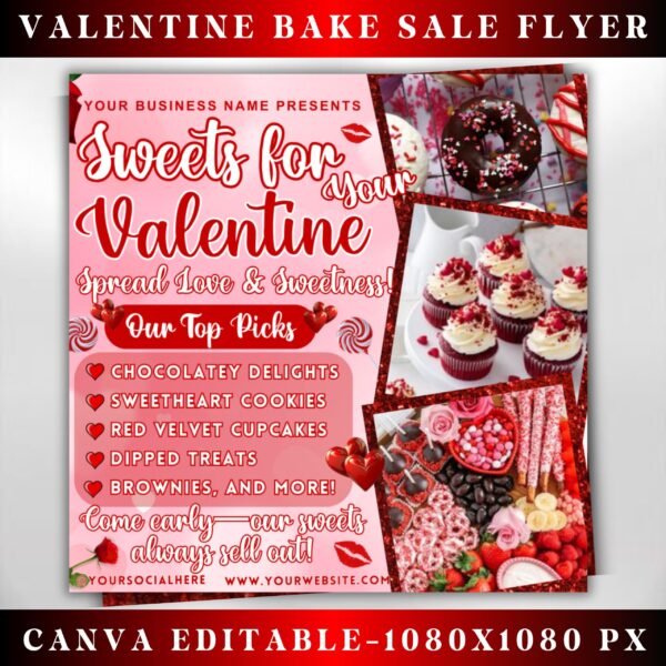 February Bake Sale Flyer Valentine's Day Bake Sale
