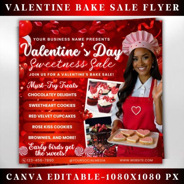 February Bake Sale Flyer Valentine's Day Bake Sale