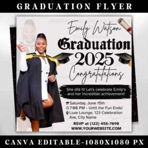 Editable Graduation Invitation Flyer Graduation Party Class Of