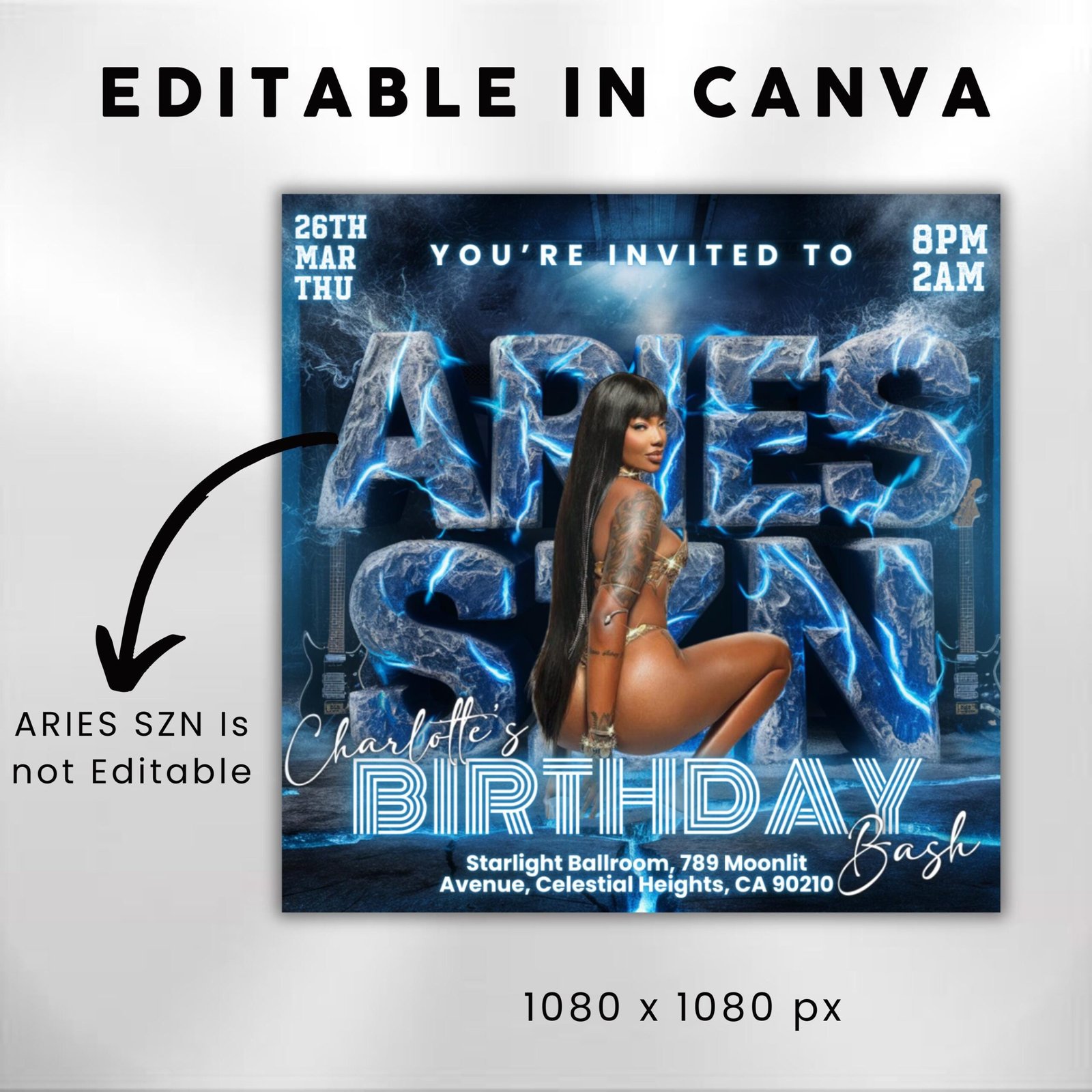 Aries Birthday Flyer Birthday Flyer Templates Girl Birthday - Image 3