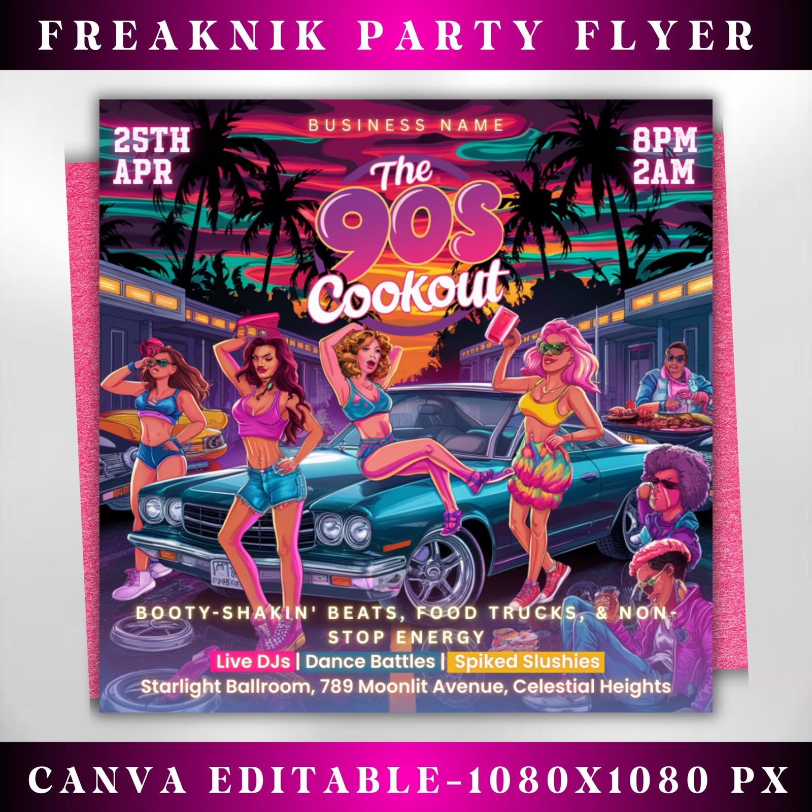 Freaknik Party Flyer 90s Cookout Flyer Nightclub Flyer