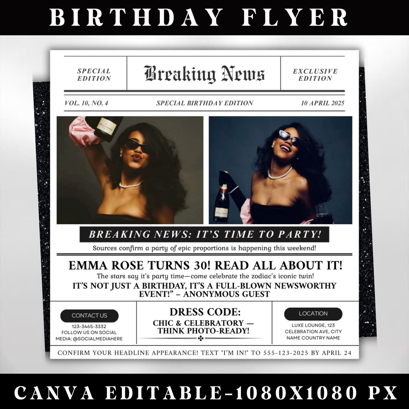 Birthday Flyer Template Newspaper Birthday Template Birthday Party