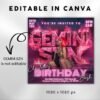 Gemini Birthday Flyer Birthday Template Birthday Girl Party - Image 3