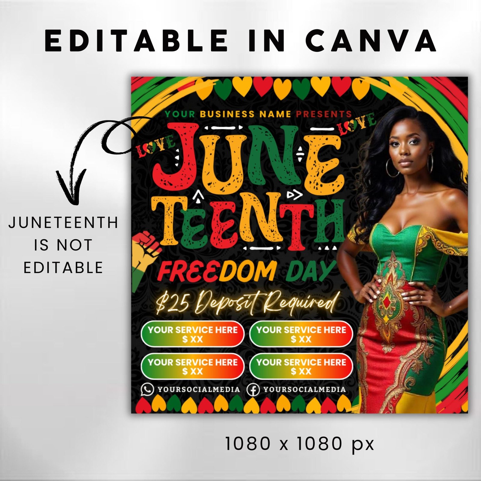 Juneteenth Flyer Juneteenth Sale Flyer Editable Flyer Template - Image 3