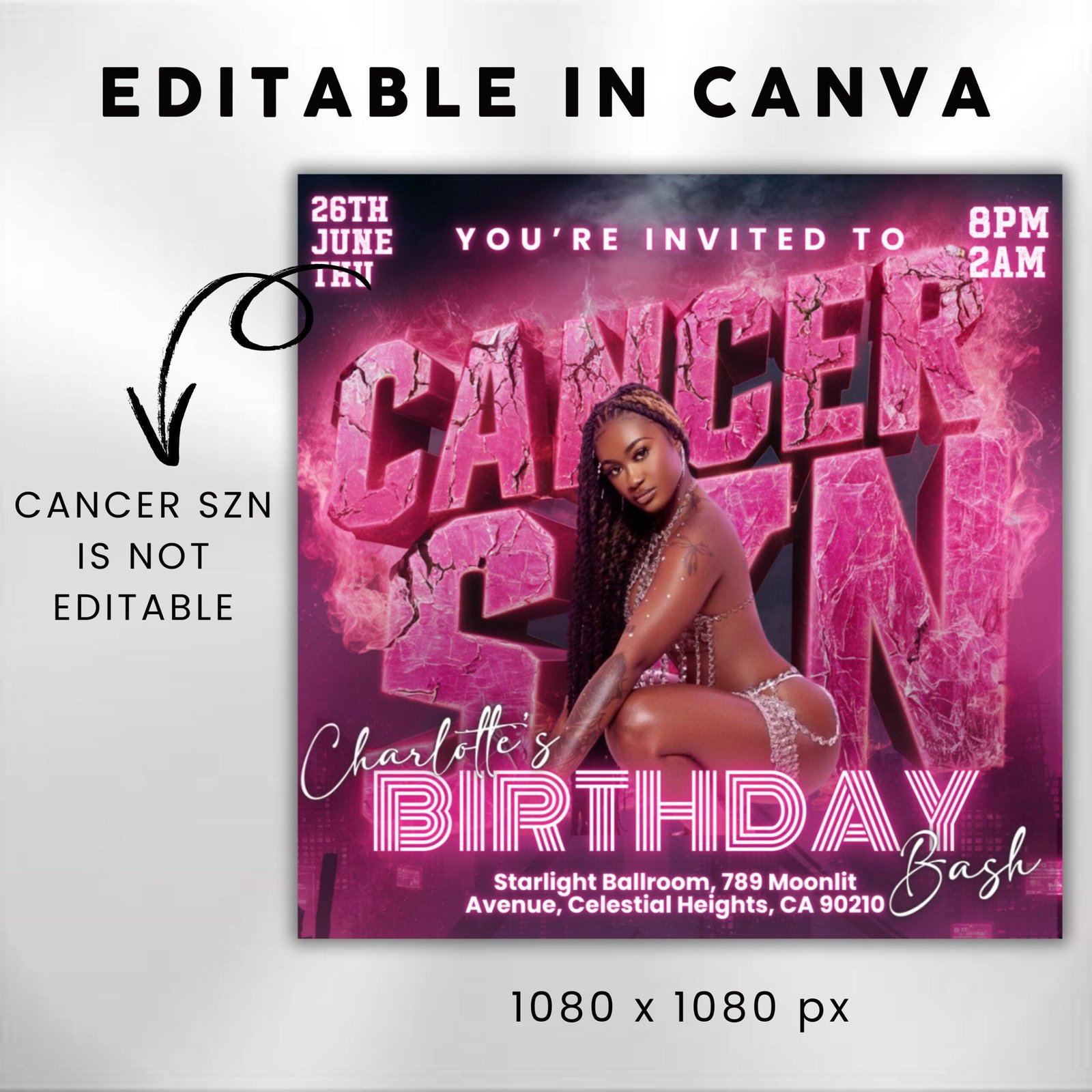 Cancer Season Party Flyer Birthday Szn Flyer Cancer - Image 3