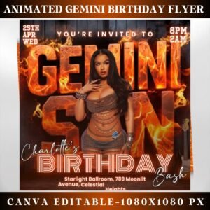 Animated Gemini Season Party Flyer Birthday Szn Flyer