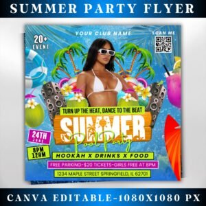 Pool Party Flyer Summer Party Flyer Summer Beach