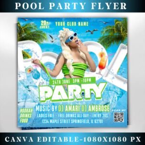 Pool Party Flyer Summer Party Flyer Summer Beach