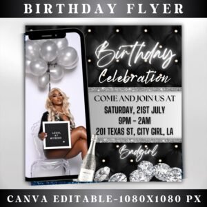 Happy Birthday Flyer Editable Birthday Flyer Birthday Girl