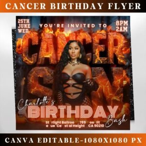 Animated Cancer Season Party Flyer Birthday Szn Flyer