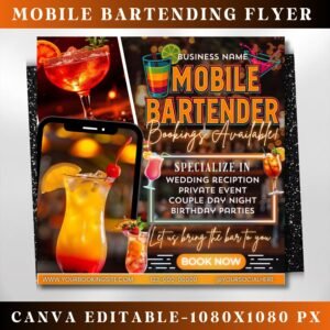 Mobile Bartending Flyer DIY Mixologist Bartender Drink Services