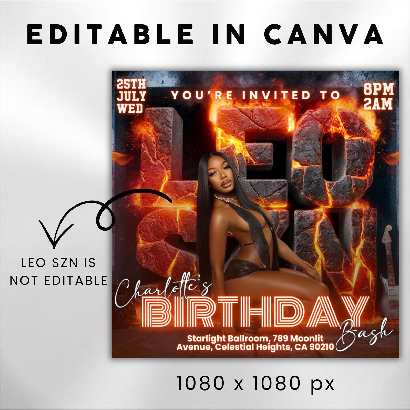 Leo Birthday Flyer Birthday Template Birthday Girl Party - Image 3