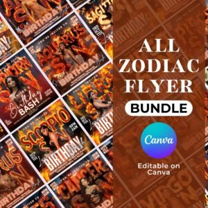 All Zodiac flyer bundle Leo Birthday Flyer All