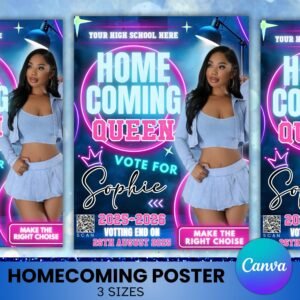 Editable Homecoming Queen Poster Homecoming Poster Homecoming Campaign