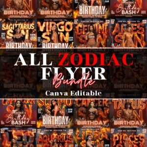 All Zodiac flyer bundle Leo Birthday Flyer All